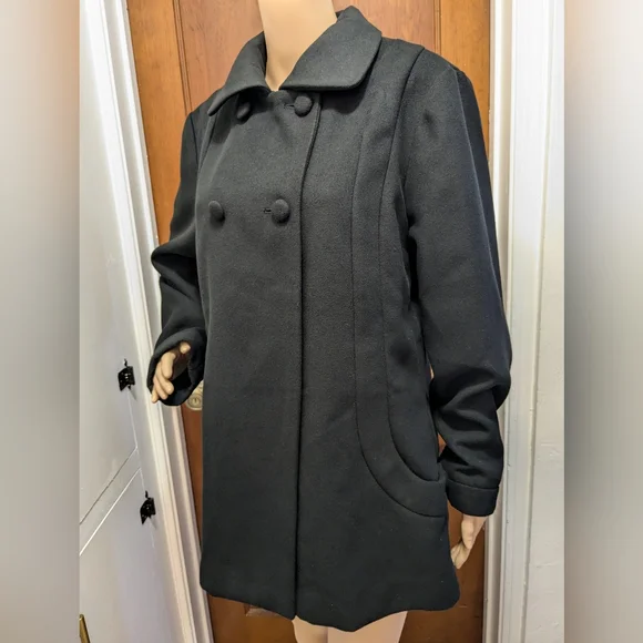 Chico's Black Button Dress Coat Size 2 - Picture 1 of 12